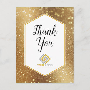 Carte Postale Parties scintillant d'or étincelles Merci Logo Bus