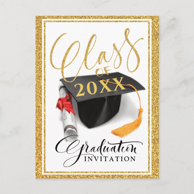 Carte Postale Parties scintillant d'or Faire-part de Casquette d (Devant)