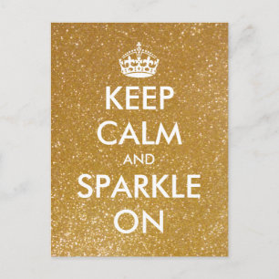 Carte Postale Parties scintillant d'or Gardez calme et brillant