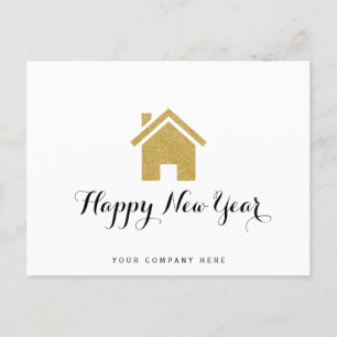 Carte Postale Parties scintillant d'or Joyeux Nouvel An