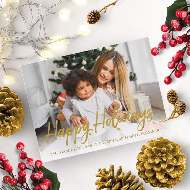Carte Postale Parties scintillant d'or photo manuscrite Happy Ho (Créateur téléchargé)
