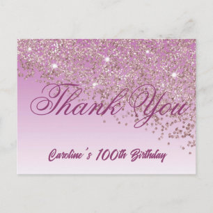 Carte Postale Parties scintillant d'or rose, 100e anniversaire M