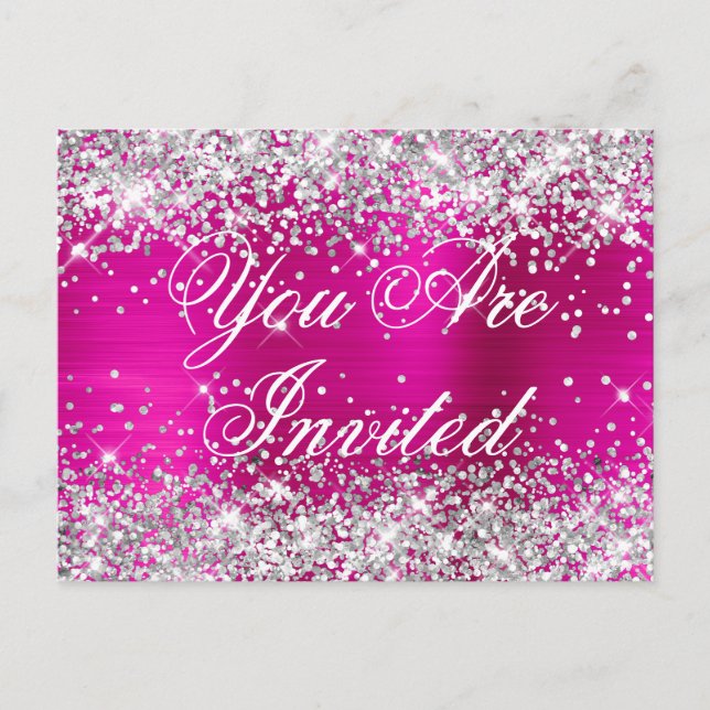 Carte Postale Parties scintillant en argent Faux Sweet sixteen r (Devant)