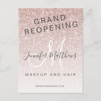 Carte Postale Parties scintillant en or rose réouverture Salon C