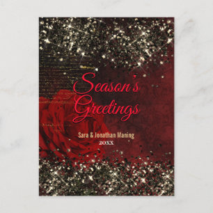 Carte Postale Parties scintillant en or rouge chic parties scint