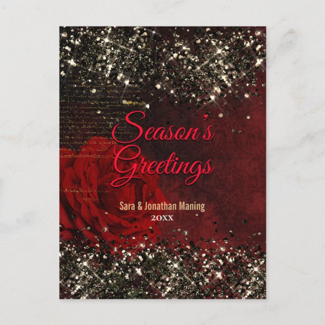 Carte Postale Parties scintillant en or rouge chic parties scint (Devant)