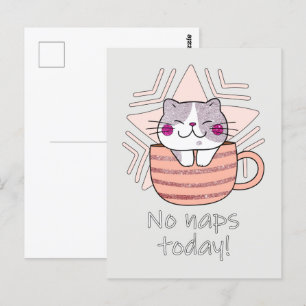 Carte Postale Parties scintillant Faux, Chat mignon en Mug de Ca