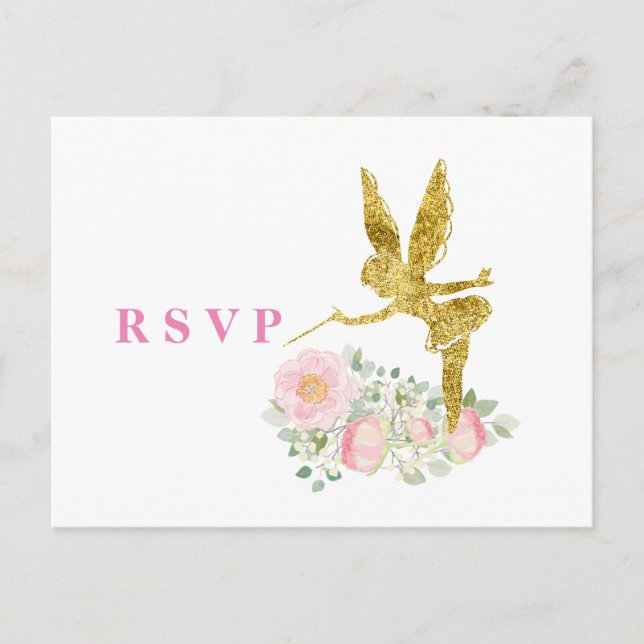 Carte Postale parties scintillant fée invitation rsvp (Devant)