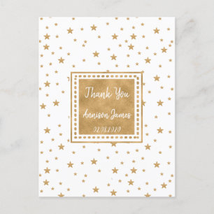 Carte Postale Parties scintillant Gold Star personnalisée Merci