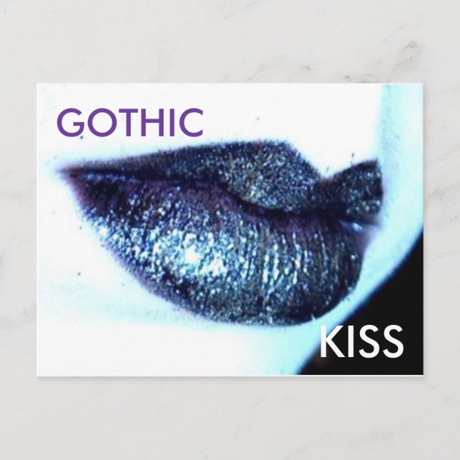 Carte Postale parties scintillant, GOTHIQUE, KISS (Devant)