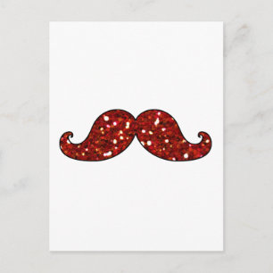 Carte Postale Parties scintillant IMPRIMÉE FUNNY RED MUSTACHE