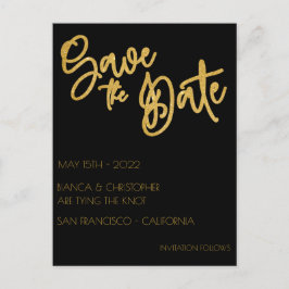 Carte Postale Parties scintillant Noir & Or Mariage Enregistrer 