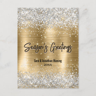 Carte Postale parties scintillant or argent chic nouvel an Noël