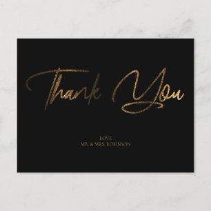 Carte Postale Parties scintillant or Chic Merci noir personnalis