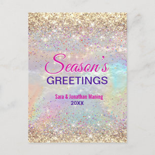 Carte Postale Parties scintillant or irisé Noël nouvelle année