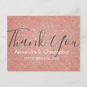 Carte Postale Parties scintillant or rose rose et Merci étincela