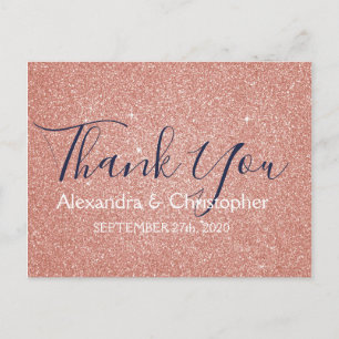 Carte Postale Parties scintillant or rose rose et Merci étincela