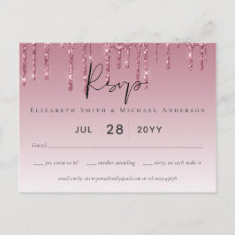 Carte Postale PARTIES SCINTILLANT rose BUDGET Mariage RSVP