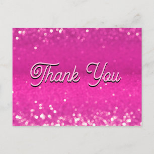 Carte Postale Parties scintillant rose chaud Merci Bokeh