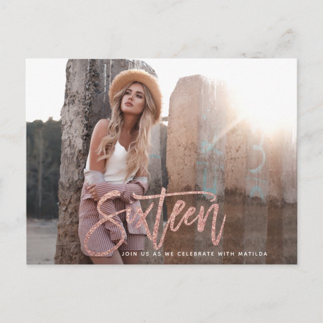 Carte Postale parties scintillant rose en or girly photo douce 1 (Devant)