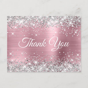 Carte Postale Parties scintillant rose et argent 40e anniversair