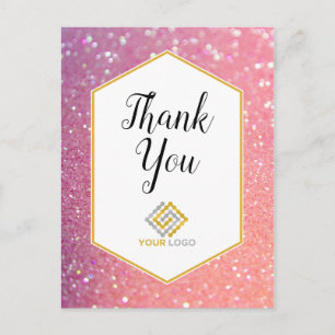 Carte Postale Parties scintillant rose étincelle Merci Logo d'af