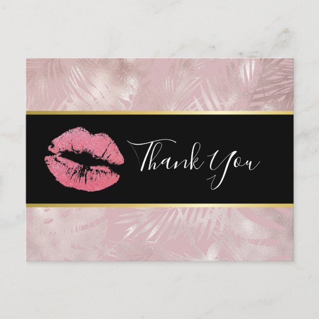 Carte Postale Parties scintillant rose lèvres et Rose Gold Tropi (Devant)