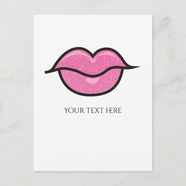 Carte Postale Parties scintillant rose lèvres Kiss Maquillage Gl (Devant)
