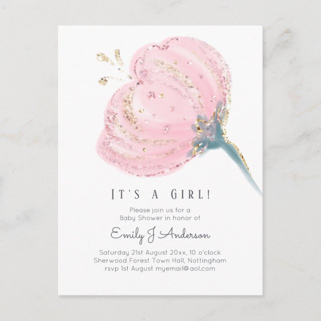 Carte Postale Parties scintillant Rose moderne C'Est Un Baby sho (Devant)