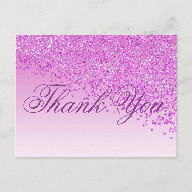 Carte Postale Parties scintillant rose rose nuances Merci (Devant)