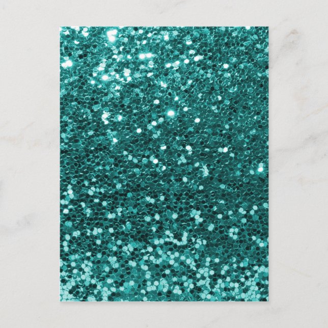 Carte Postale Parties scintillant Turquoise chic Faux (Devant)