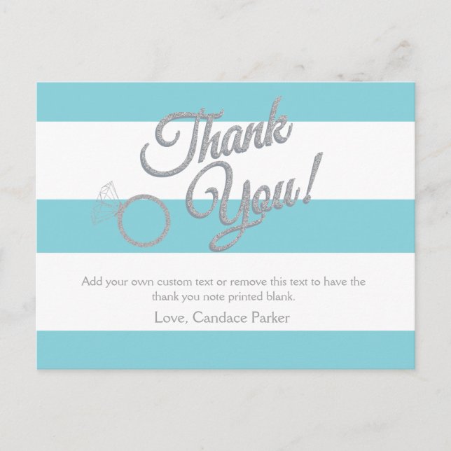 Carte Postale Parties scintillant Turquoise et Grilles Merci Car (Devant)