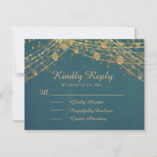 Carte Postale Parties scintillant turquoise or lampes à cordes Q
