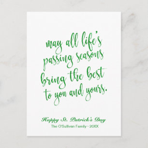 Carte Postale Parties scintillant verte mignonne Irlandais Toast