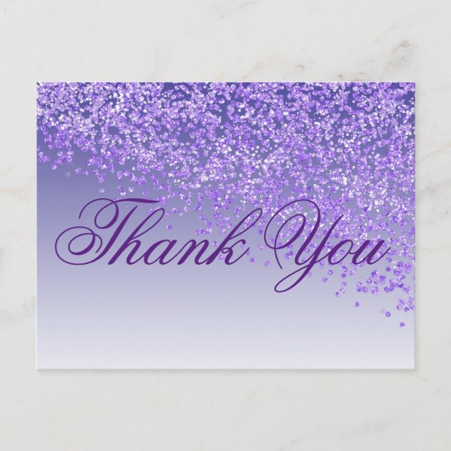 Carte Postale Parties scintillant violet teintes violettes Merci (Devant)