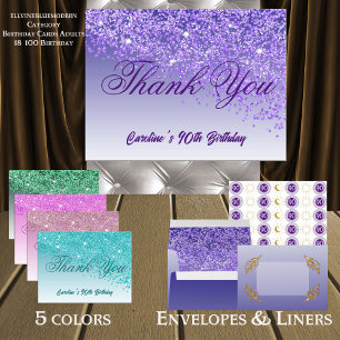 Carte Postale Parties scintillant violette, 90e anniversaire Mer