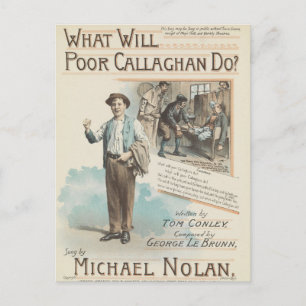 Carte Postale Partition vintage Plaque de chanson Pauvre Callagh