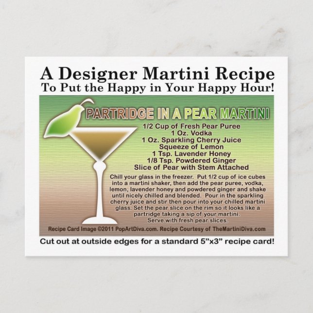 Carte postale Partridge in a Pear Martini Recette (Devant)