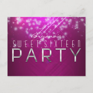 Carte postale PARTY Magenta Rose Pailleté Glam Clu