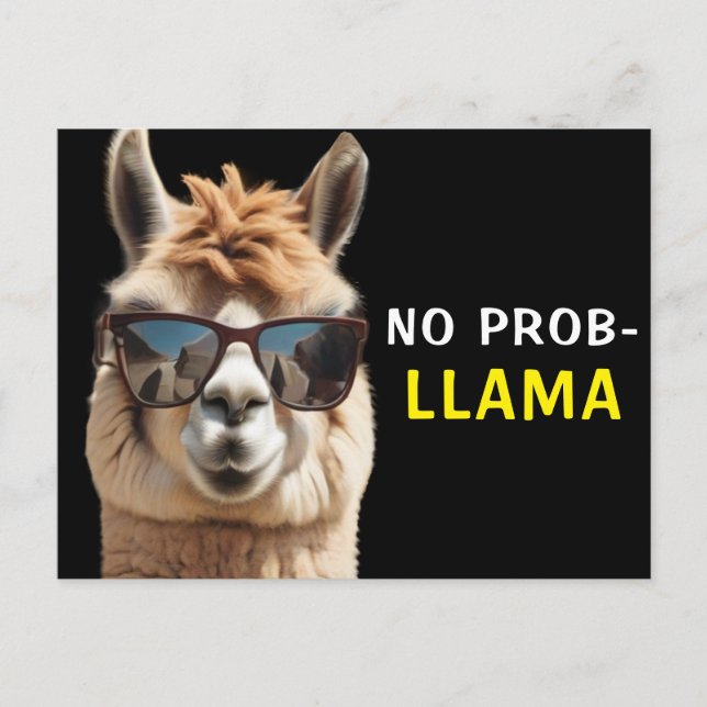 Carte Postale Pas d'Alpaga Cool Prob-Llama avec lunettes de sole (Devant)