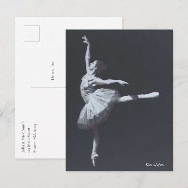 Carte Postale Pas de Drame, Seulement la Liberté, Ballerine Noir (Devant / Derrière)