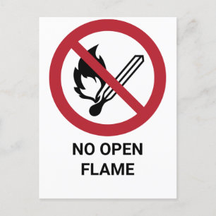 Carte Postale Pas de flamme ouverte, signe d'interdiction