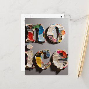Carte Postale pas de glace collage unique et coloré en technique