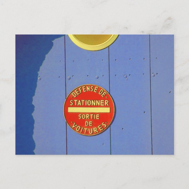 Carte Postale Pas de parking Signal français Porte de garage ble (Devant)