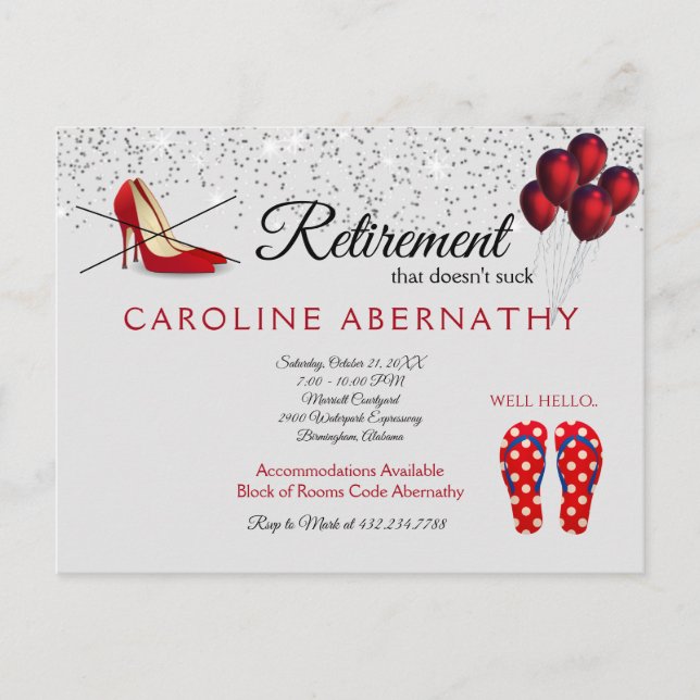 Carte Postale Pas de pompes Bonjour Flip Flops Parti de retraite (Devant)