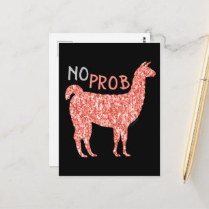 Carte Postale Pas de Prob Llama parties scintillant corail rose 