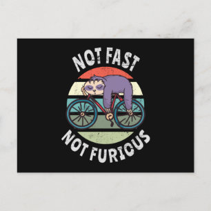 Carte Postale Pas Fast Not Furious paresseux vélo de couchage