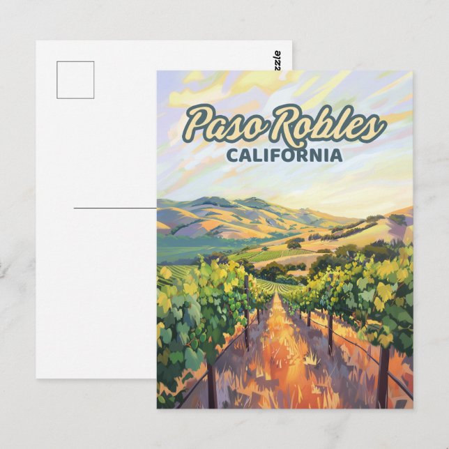 Carte Postale Paso Robles California Vineyard Côte Centrale (Devant / Derrière)