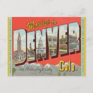 Carte Postale Passer à Denver Changement d'adresse de style vint