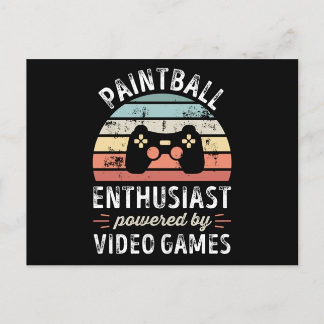 Carte Postale Passionné de paintball propulsé par les jeux vidéo (Devant)